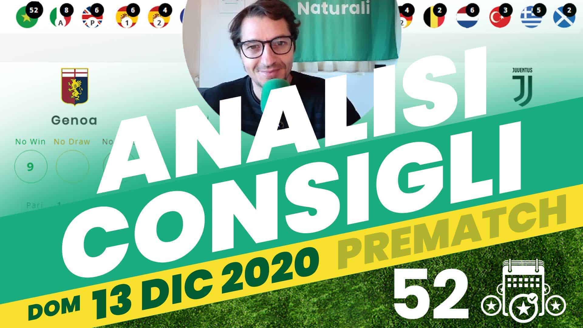 Pronostici Naturali Video Analisi Scommesse Betting Calcio Pre Partite Domenica 13 Dicembre 2020