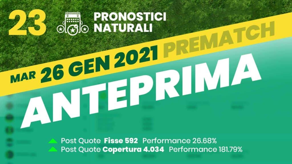 Pronostici Naturali Analisi Scommesse Betting Calcio Pre Partite Martedi 26 Gennaio 2021