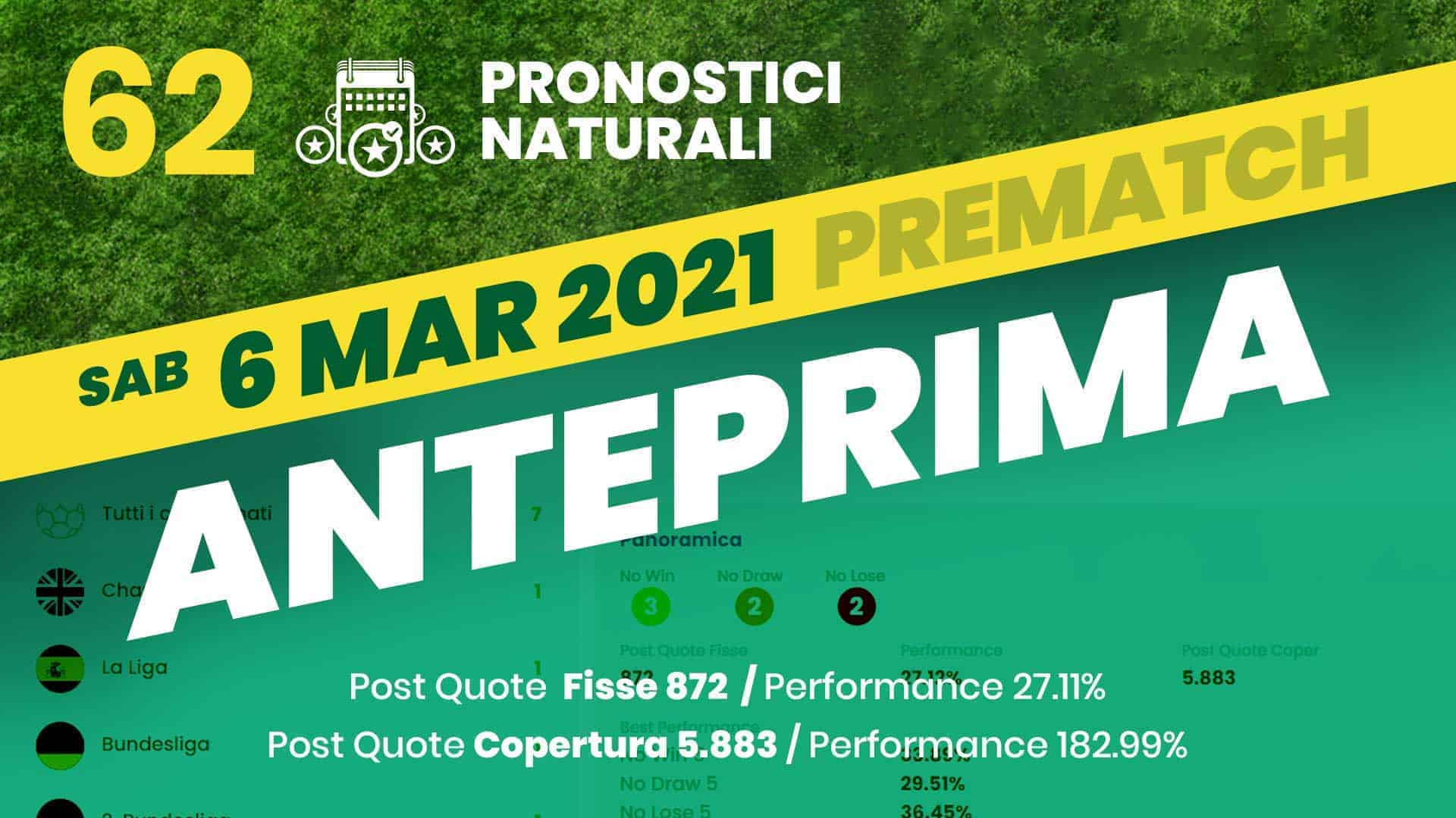 Pronostici Naturali Video Analisi Suggerimenti Scommesse Betting Calcio Partite Sabato 6 Marzo 2021