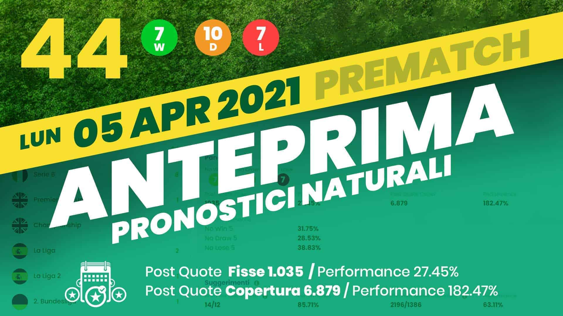 Pronostici Naturali Anteprima Suggerimenti Scommesse Betting Calcio Partite Lunedi 5 Aprile 2021