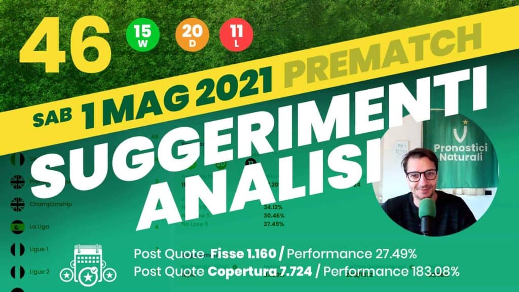 Pronostici Naturali Analisi Pre Partite Suggerimenti Betting Scommesse Sabato 1 Maggio 2021