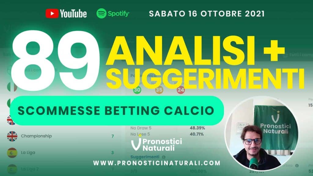Pronostici Naturali Video Analisi Scommesse Betting Calcio Analisi Pre Partite Sabato 16 Ottobre 2021