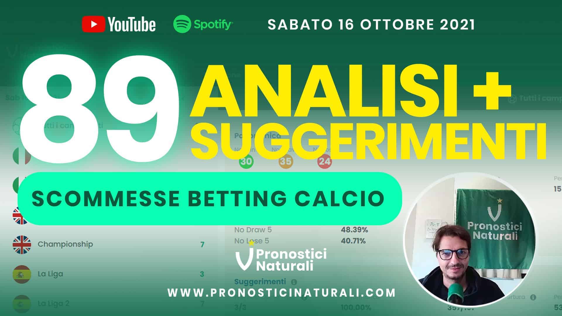 Pronostici Naturali Video Analisi Scommesse Betting Calcio Analisi Pre Partite Sabato 16 Ottobre 2021