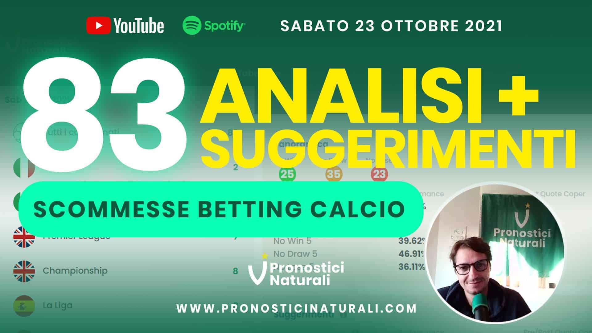 Pronostici Naturali Video Analisi Scommesse Betting Calcio Analisi Pre Partite Sabato 23 Ottobre 2021