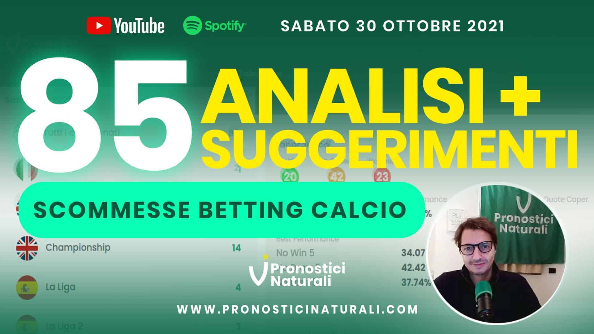 Pronostici Naturali Video Analisi Scommesse Betting Calcio Analisi Pre Partite Sabato 30 Ottobre 2021