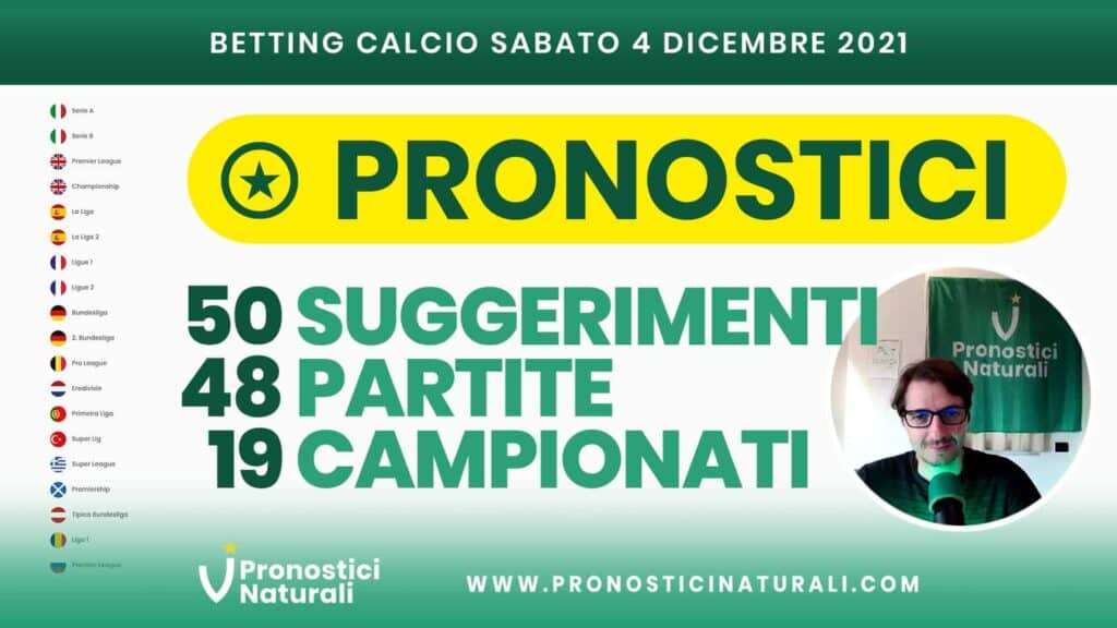 Pronostici Naturali Video Analisi Scommesse Betting Calcio Analisi Pre Partite Sabato 4 Dicembre 2021