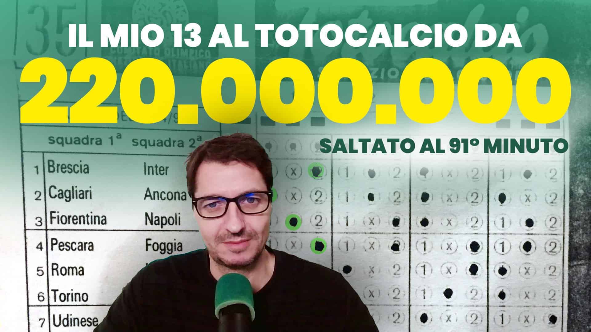 Pronostici Naturali Video Totocalcio Storica Schedina 13 220 Milioni 1993