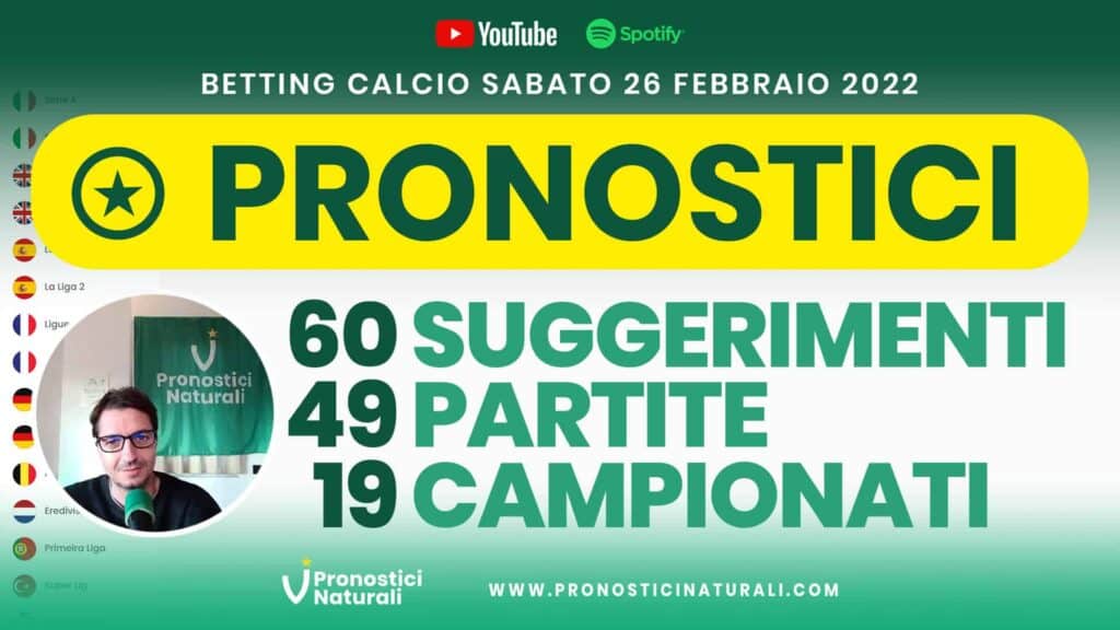 Pronostici Naturali Video Analisi Scommesse Betting Calcio Analisi Pre Partite Sabato 26 Febbraio 2022