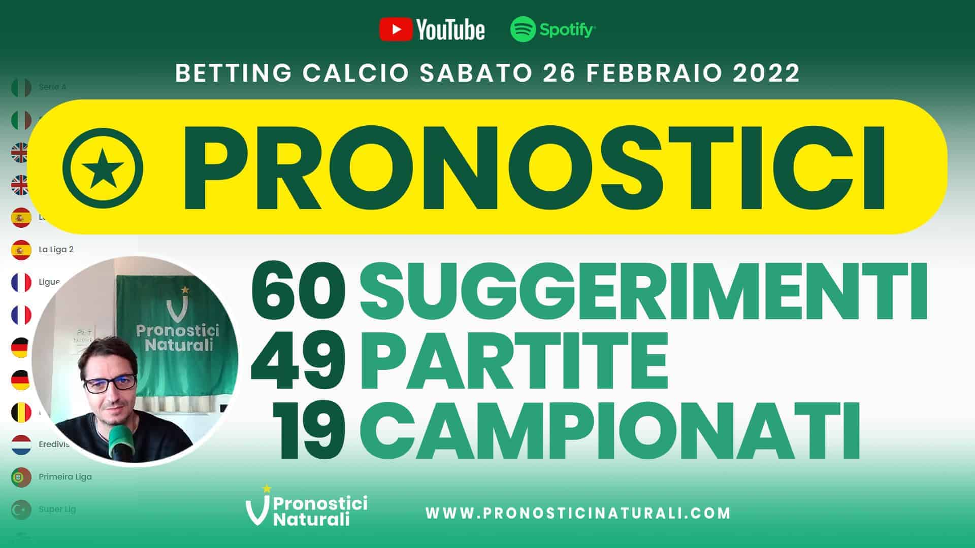 Pronostici Naturali Video Analisi Scommesse Betting Calcio Analisi Pre Partite Sabato 26 Febbraio 2022