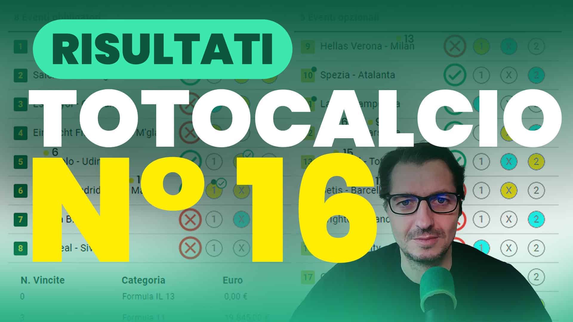 Pronostici Naturali Video Totocalcio Post Partite Concorso 16