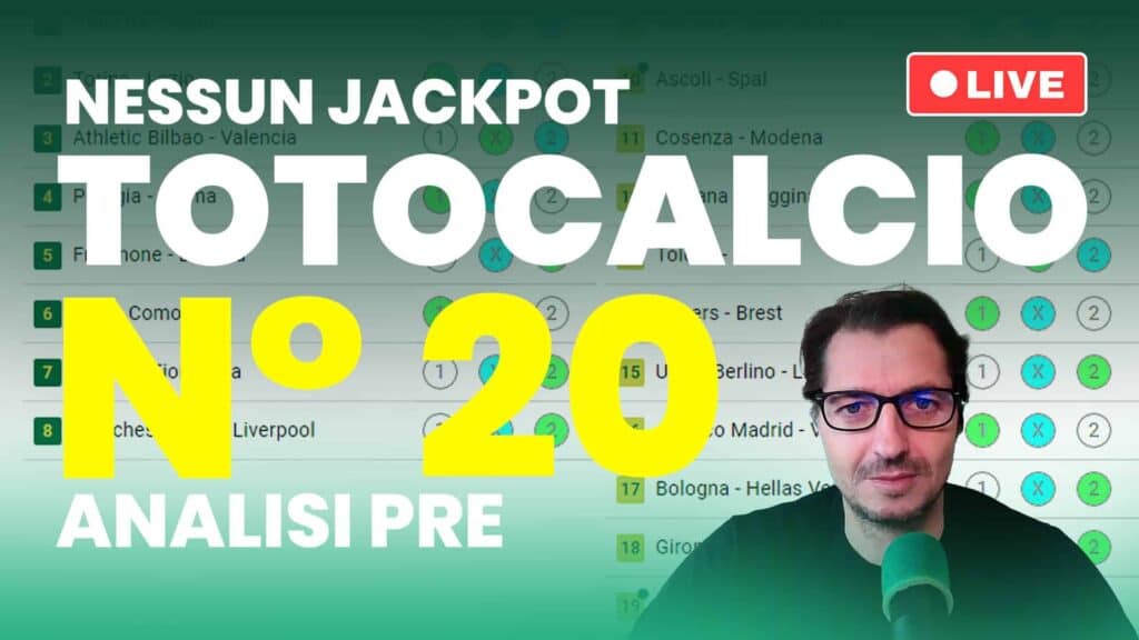 Pronostici Naturali Video Totocalcio Pre Partite Concorso 20