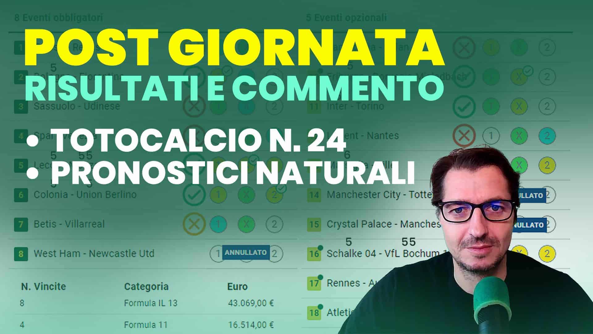 Pronostici Naturali Video Totocalcio Post Risultati Concorso 24