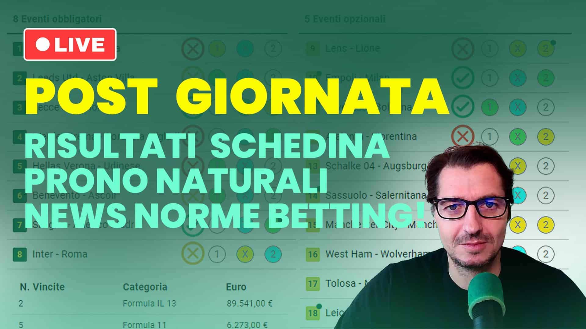 Pronostici Naturali Video Totocalcio Post Risultati Concorso 27