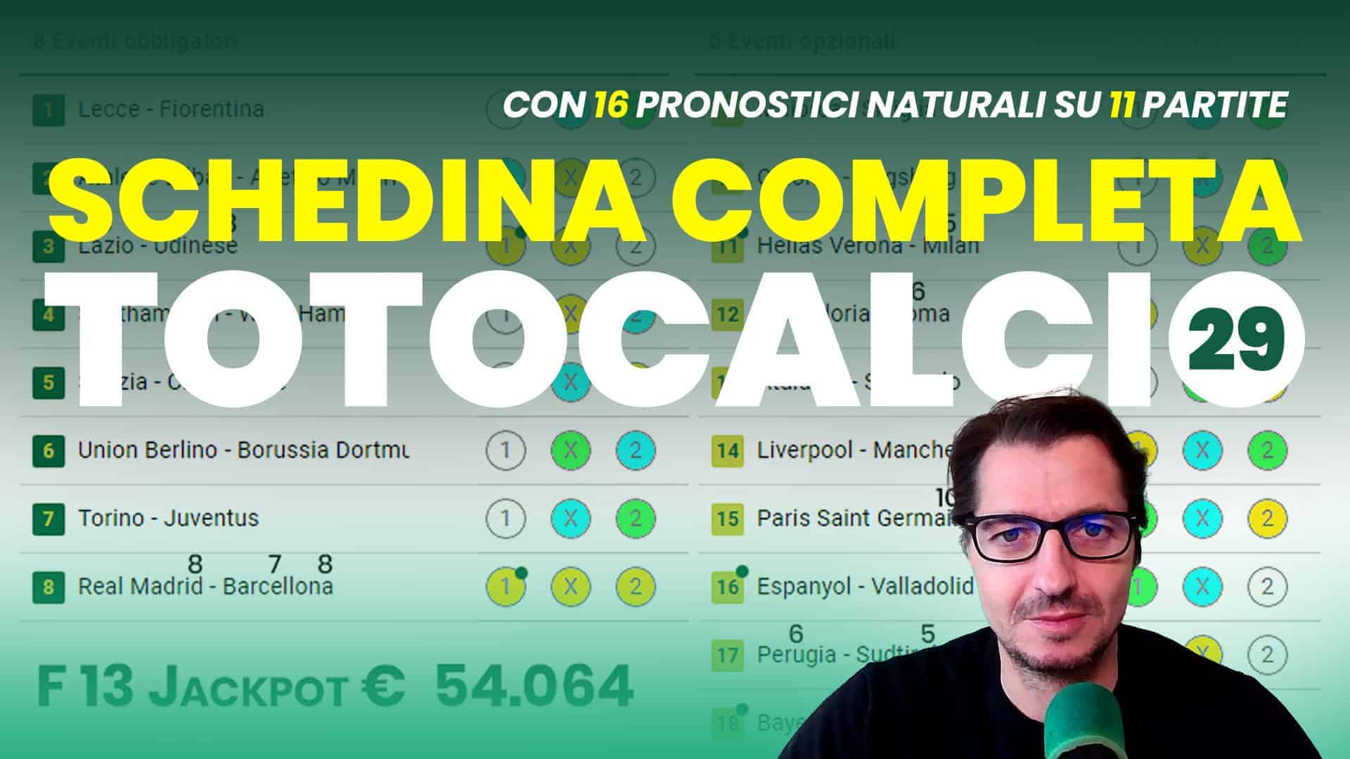 Pronostici Naturali Video Totocalcio Pre Partite Schedina Concorso 29