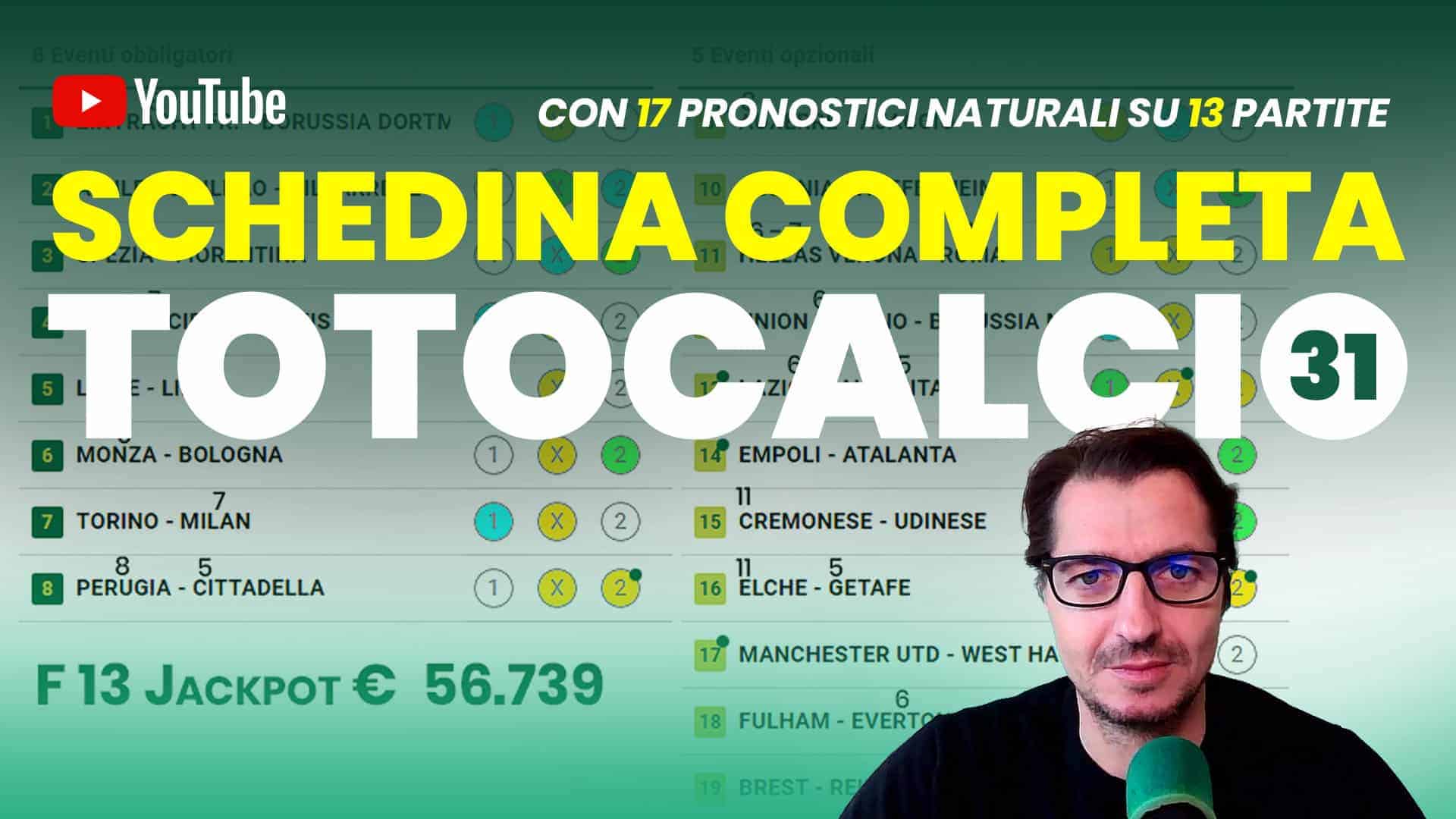 Pronostici Naturali Video Totocalcio Pre Partite Schedina Concorso 31