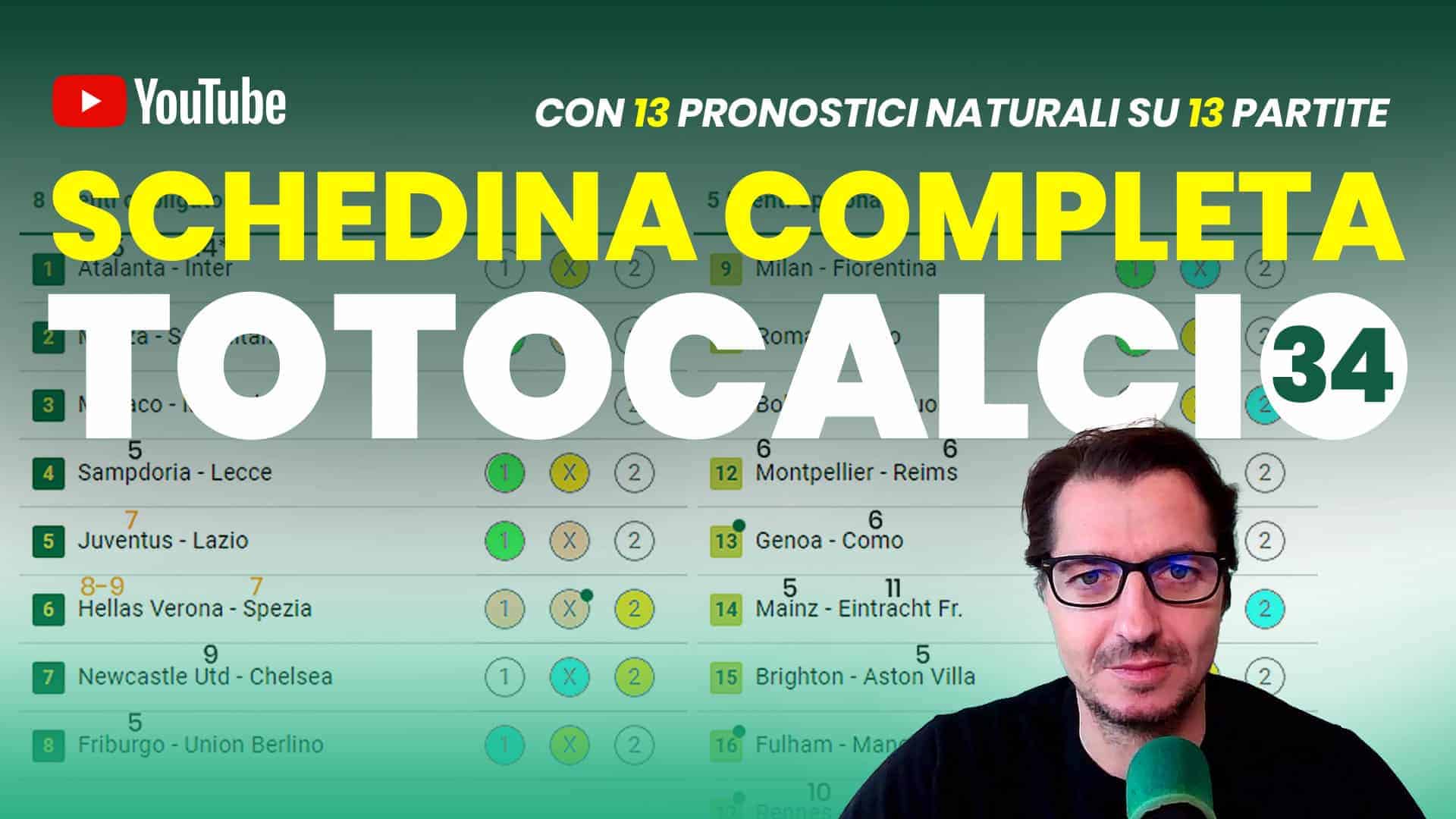 Pronostici Naturali Video Totocalcio Pre Partite Schedina Concorso 34