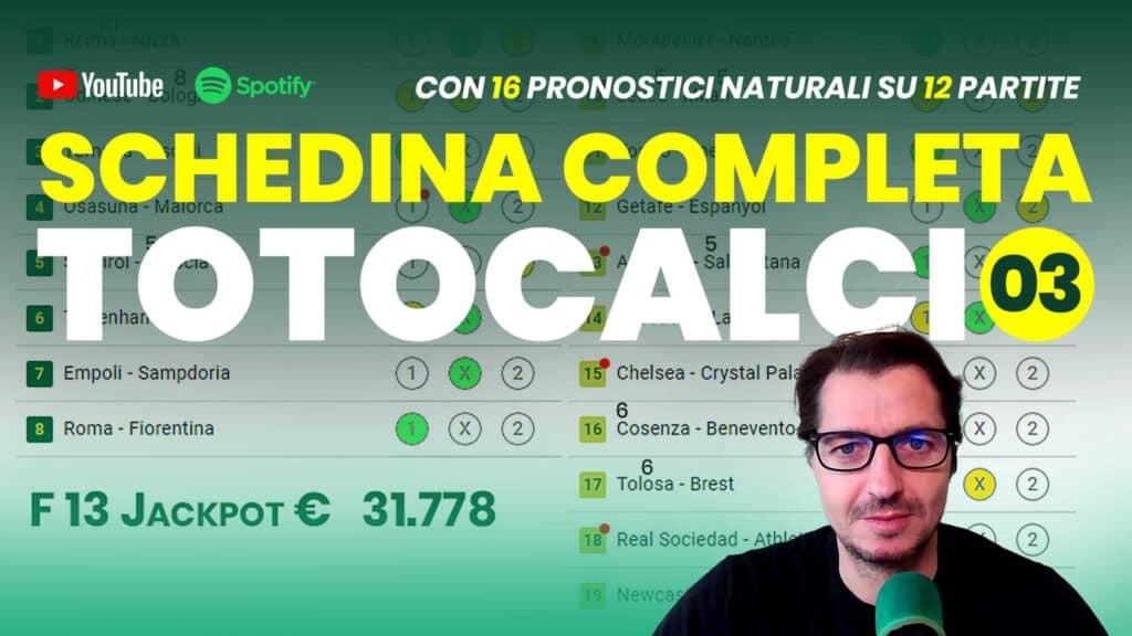 Pronostici Naturali Video Totocalcio Pre Partite Schedina 2023 Concorso 3