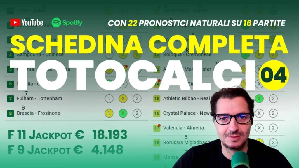 Pronostici Naturali Video Totocalcio Pre Partite Schedina 2023 Concorso 4