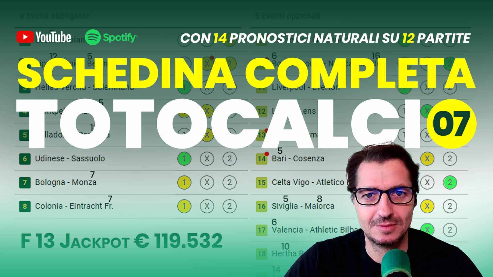 Pronostici Naturali Video Totocalcio Pre Partite Schedina 2023 Concorso 7