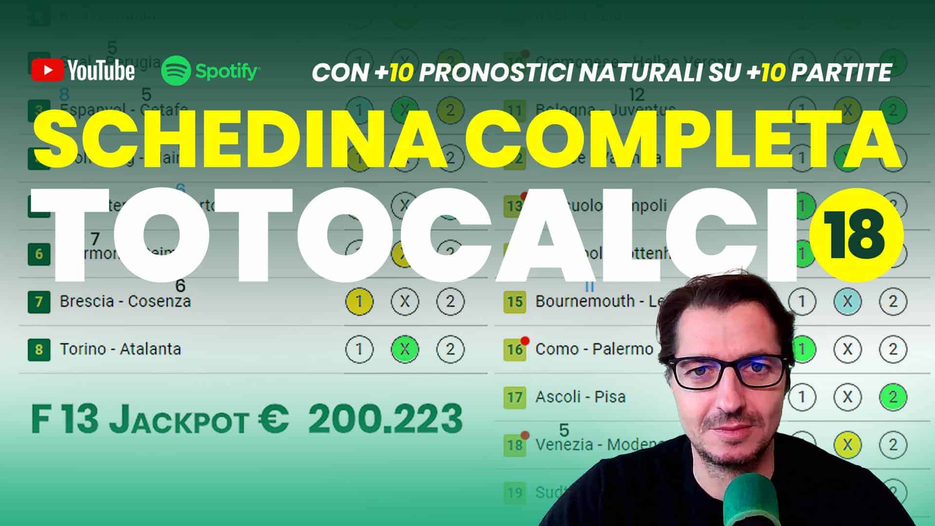 Pronostici Naturali Video Totocalcio Pre Partite Schedina 2023 Concorso 18