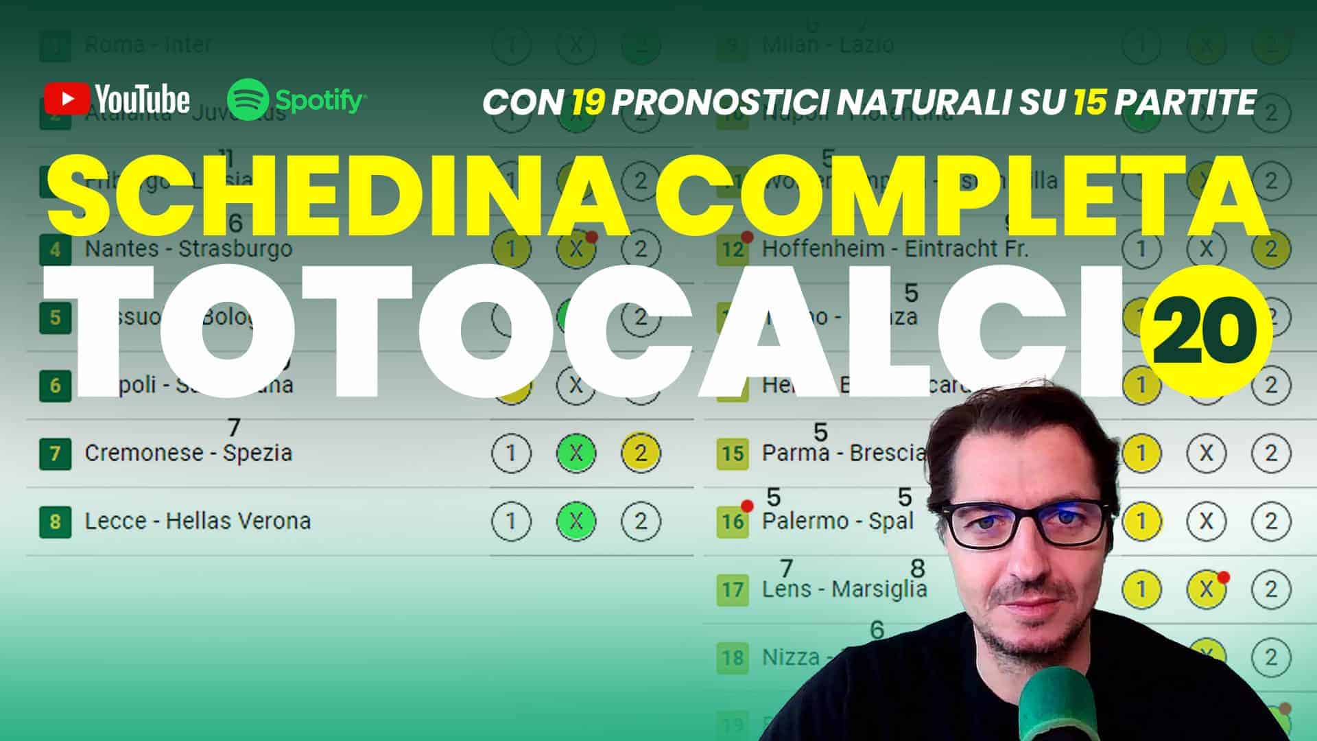 Pronostici Naturali Video Totocalcio Pre Partite Schedina 2023 Concorso 20