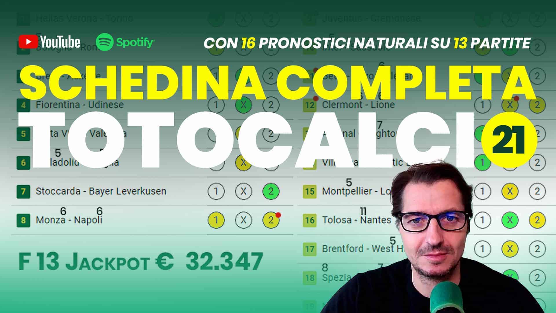 Pronostici Naturali Video Totocalcio Pre Partite Schedina 2023 Concorso 21