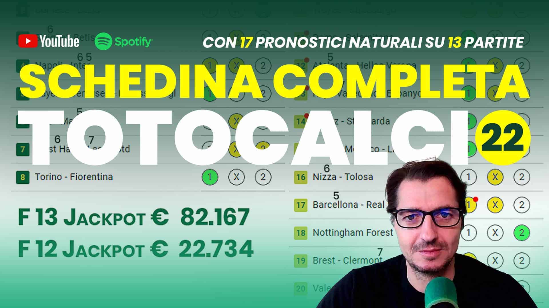 Pronostici Naturali Video Totocalcio Pre Partite Schedina 2023 Concorso 22