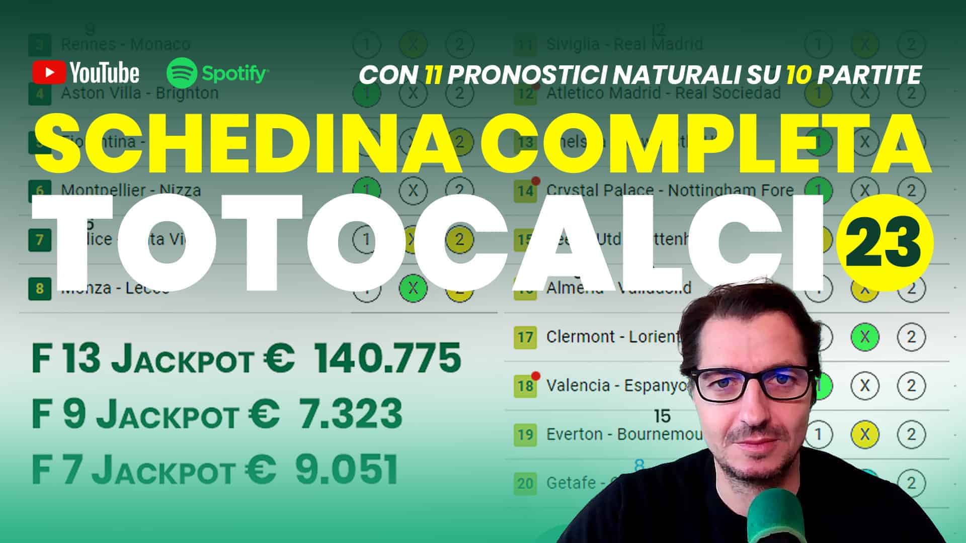 Pronostici Naturali Video Totocalcio Pre Partite Schedina 2023 Concorso 23