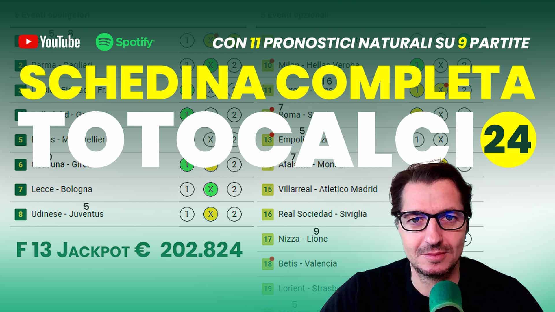 Pronostici Naturali Video Totocalcio Pre Partite Schedina 2023 Concorso 24