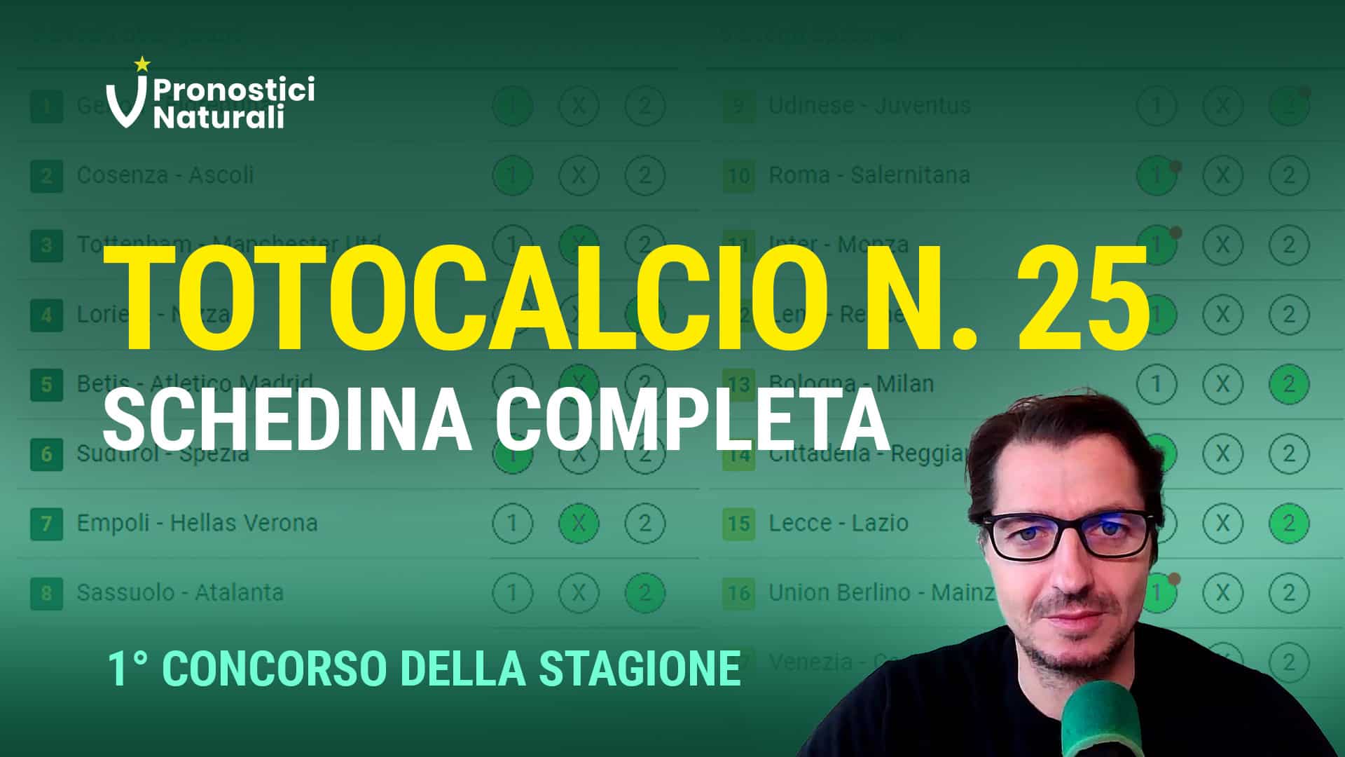 Pronostici Naturali Video Totocalcio Pre Partite Schedina 2023 Concorso 25