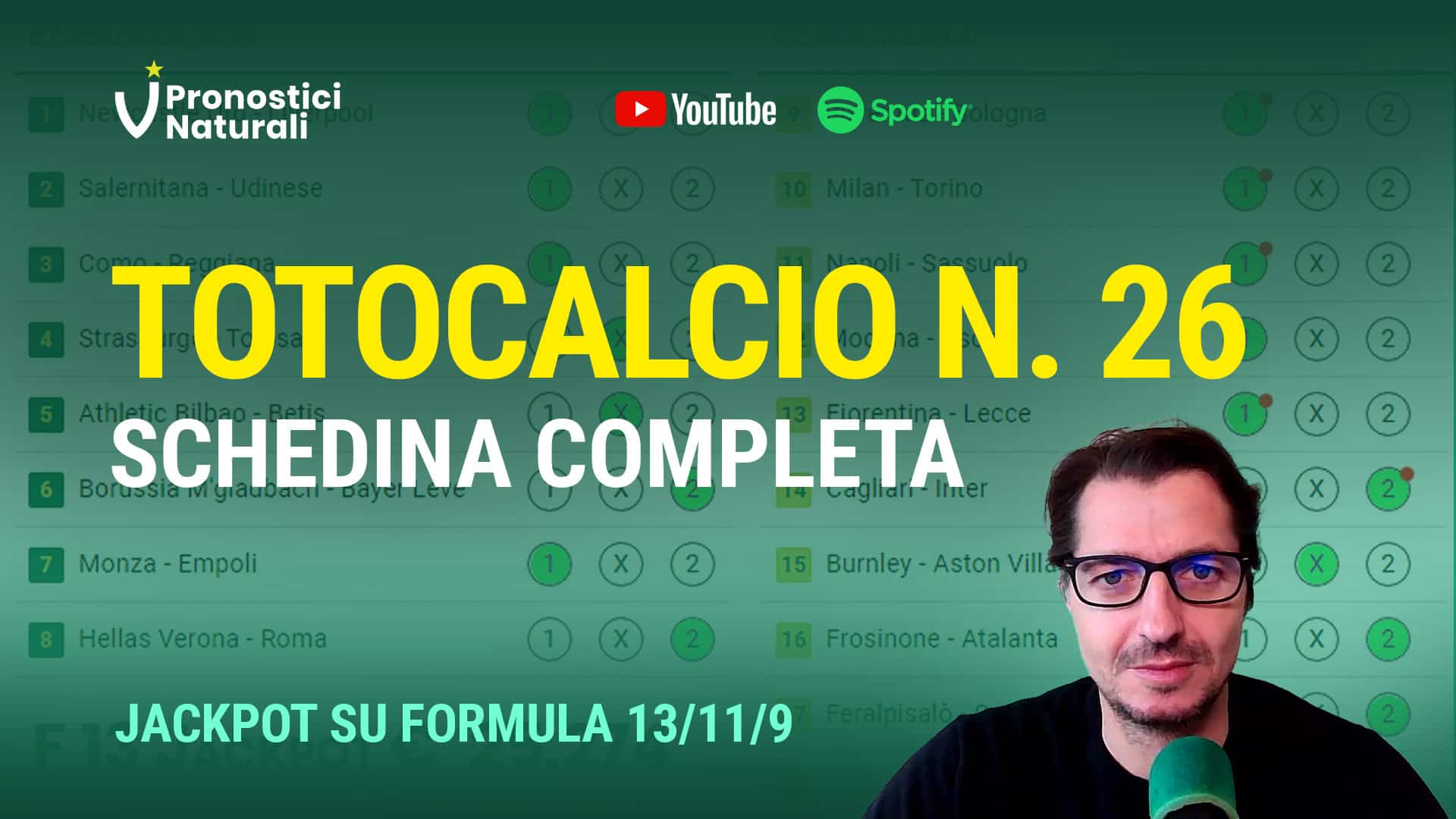 Pronostici Naturali Video Totocalcio Pre Partite Schedina 2023 Concorso 26