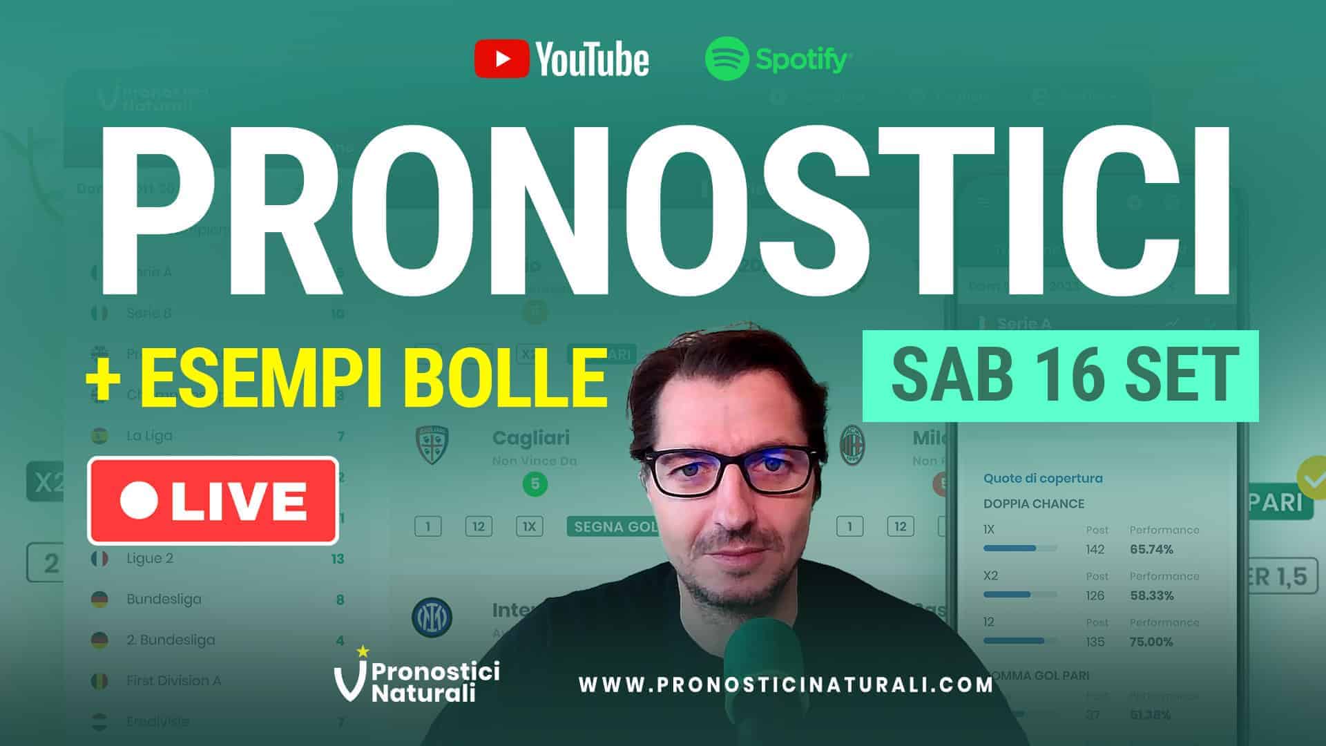 Pronostici Naturali Video Analisi Suggerimenti Betting Bolle Calcio Pre Partite Sabato 16 Settembre 2023