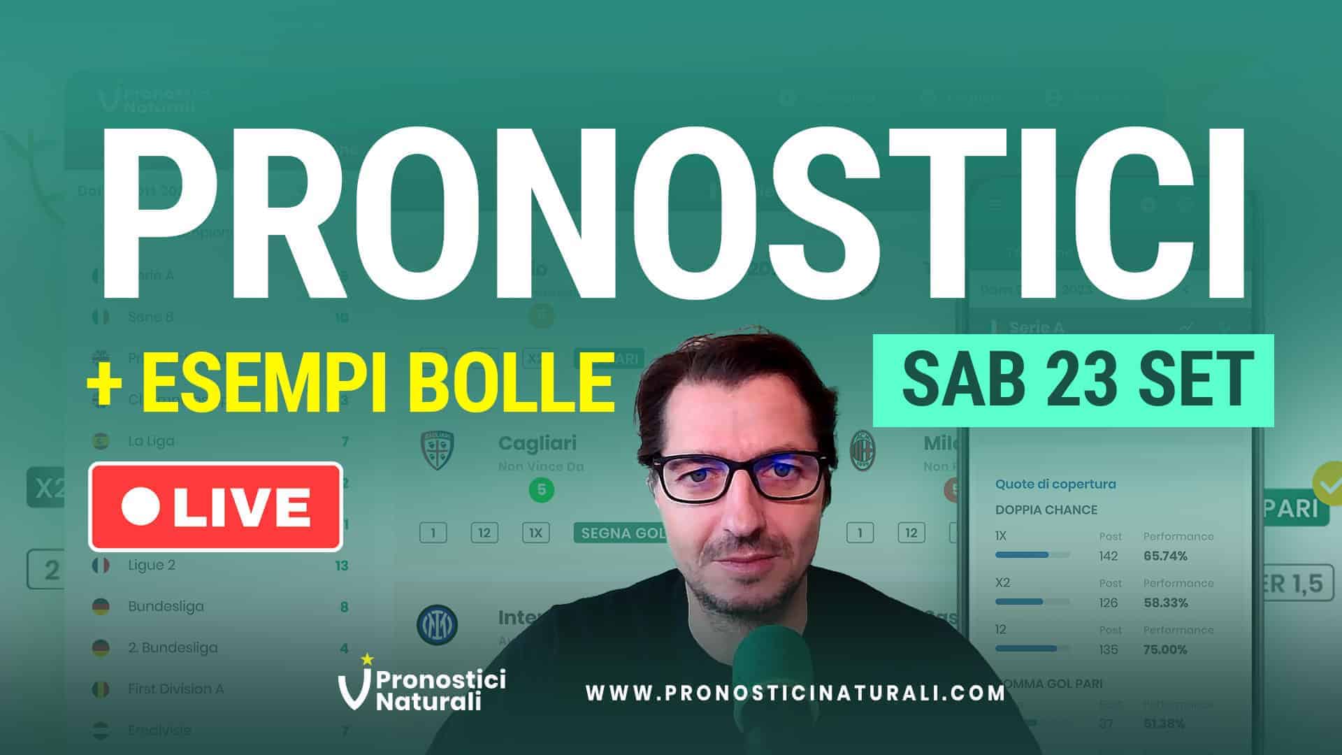 Pronostici Naturali Video Analisi Suggerimenti Betting Bolle Calcio Pre Partite Sabato 23 Settembre 2023