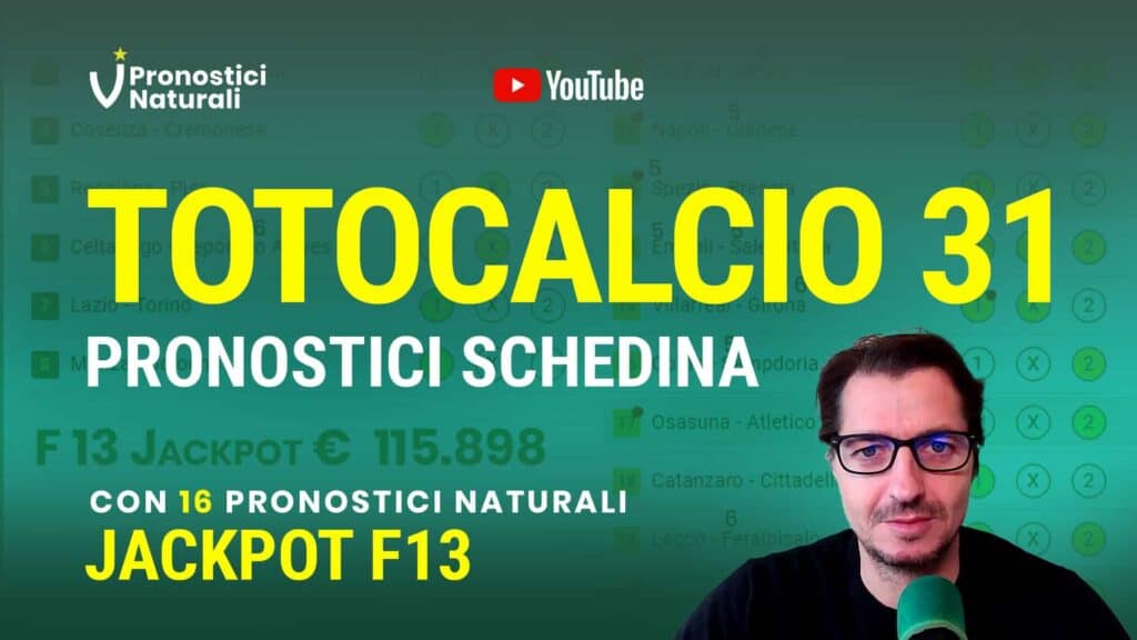 Pronostici Naturali Video Totocalcio Pre Partite Schedina 2023 Concorso 31