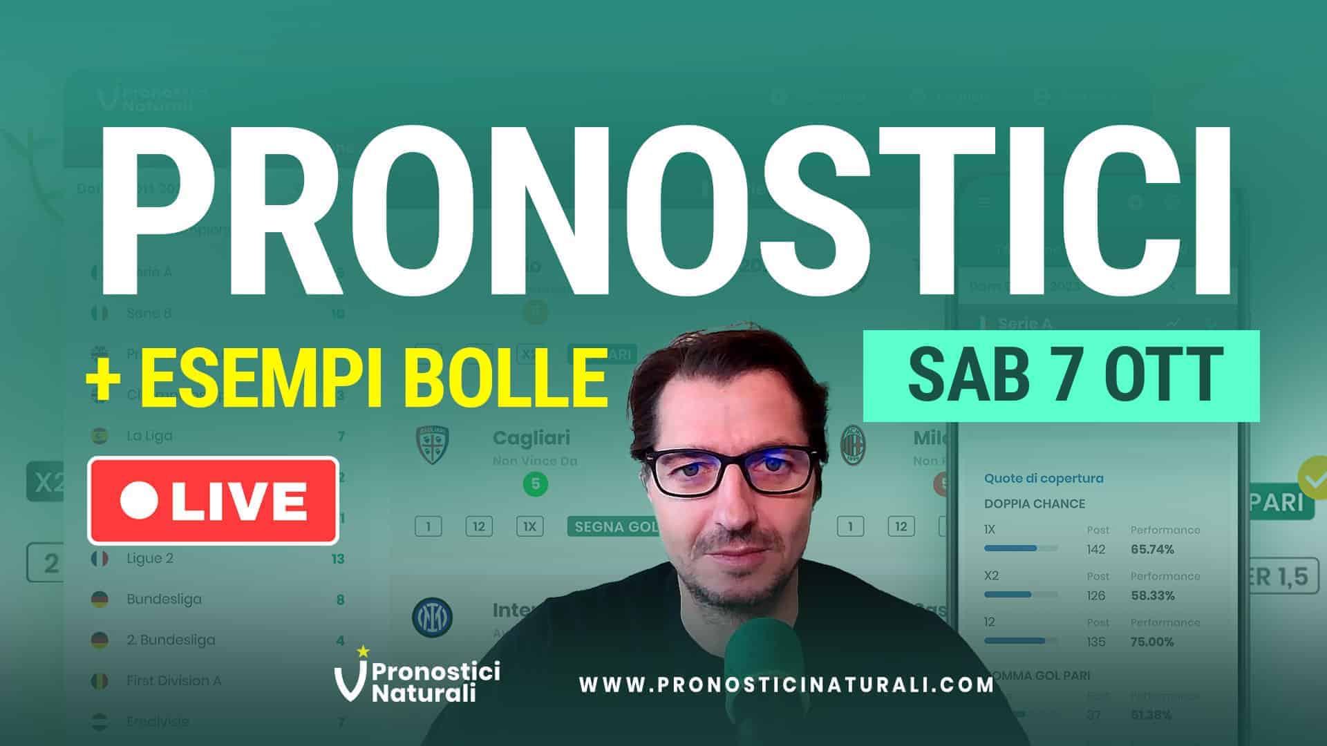 Pronostici Naturali Video Analisi Suggerimenti Betting Bolle Calcio Pre Partite Sabato 7 Ottobre 2023