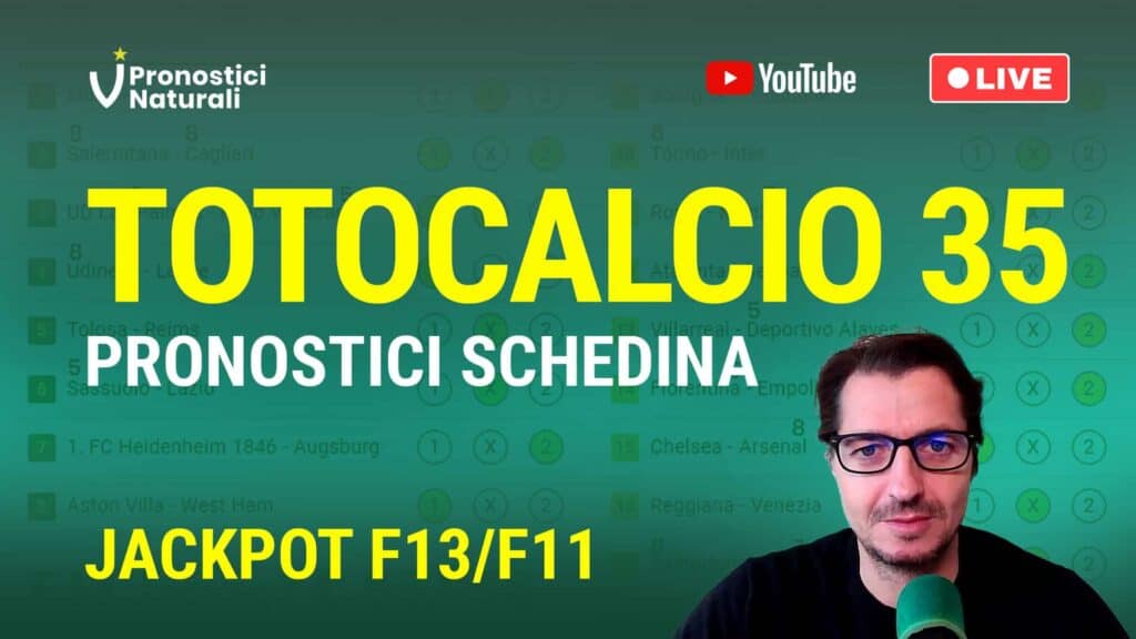 Pronostici Naturali Video Totocalcio Pre Partite Schedina 2023 Concorso 35