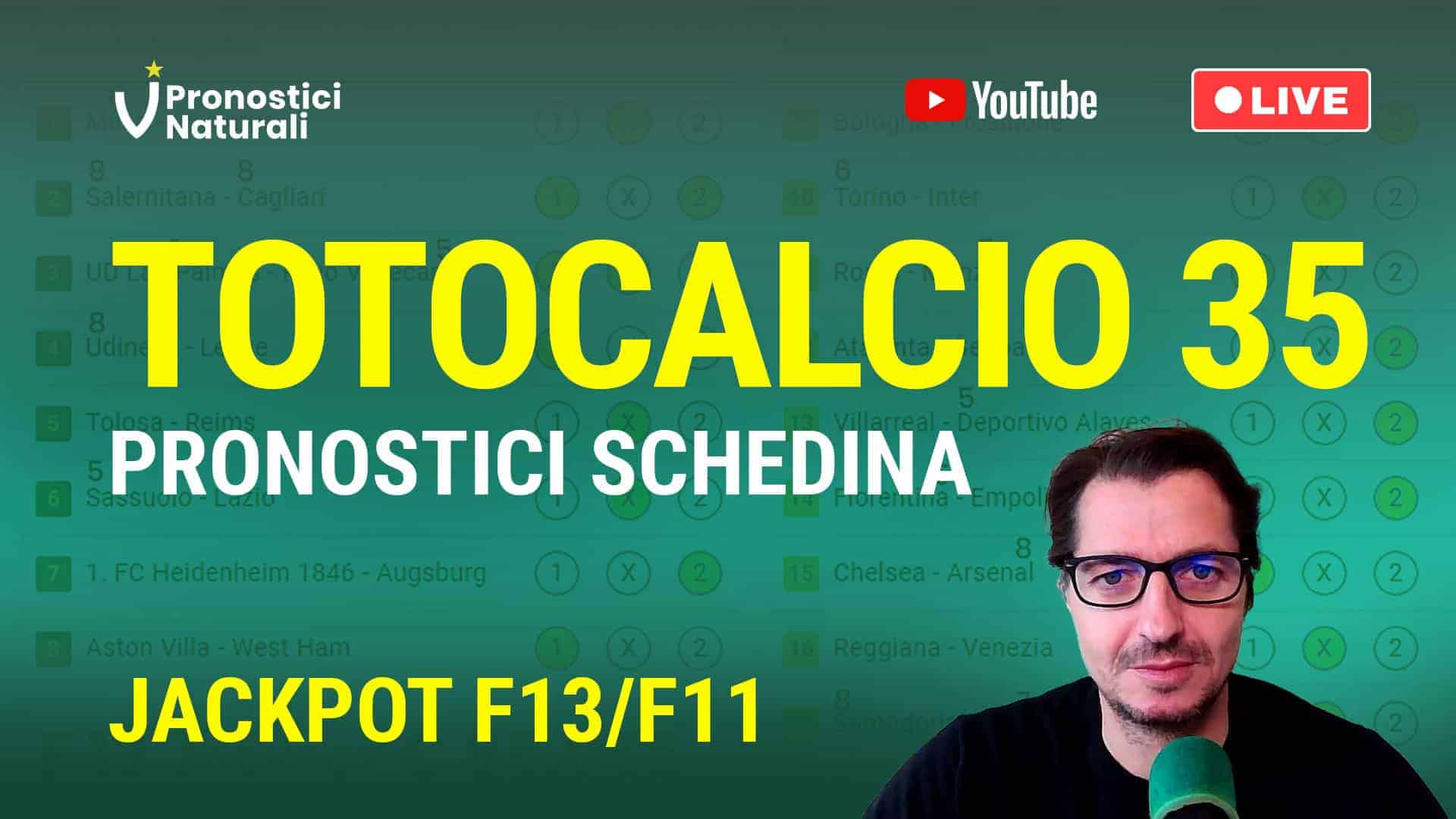 Pronostici Naturali Video Totocalcio Pre Partite Schedina 2023 Concorso 35