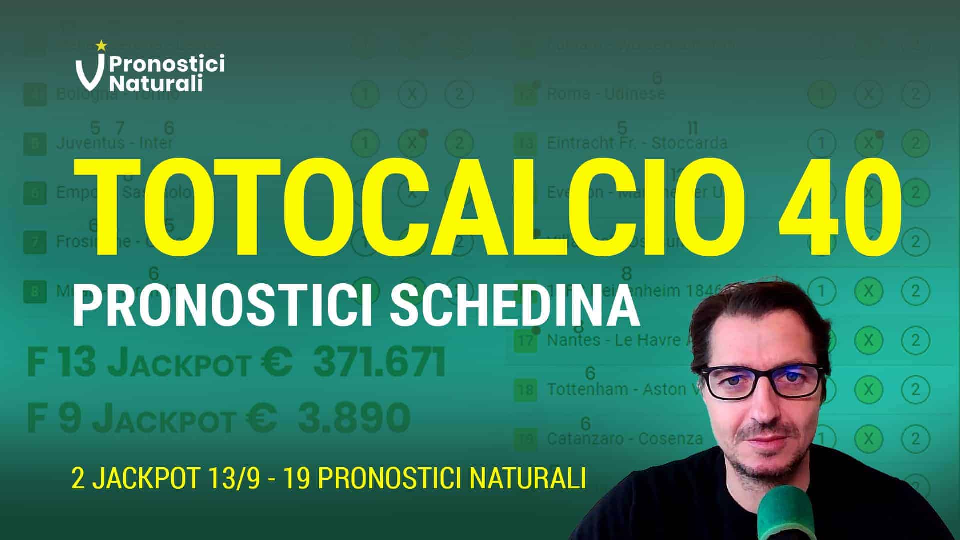 Pronostici Naturali Video Totocalcio Pre Partite Schedina 2023 Concorso 40 Jackpot