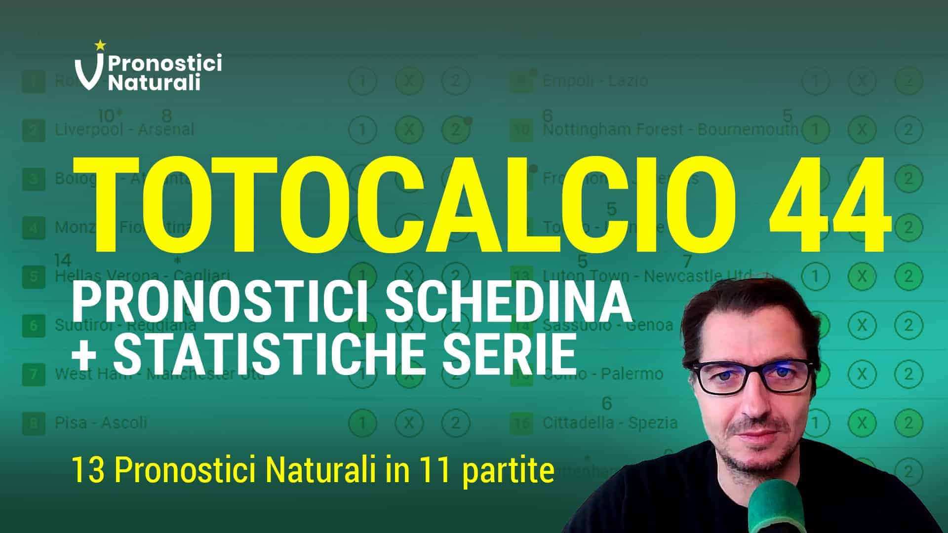 Pronostici Naturali Video Totocalcio Pre Partite Schedina 2023 Concorso 44