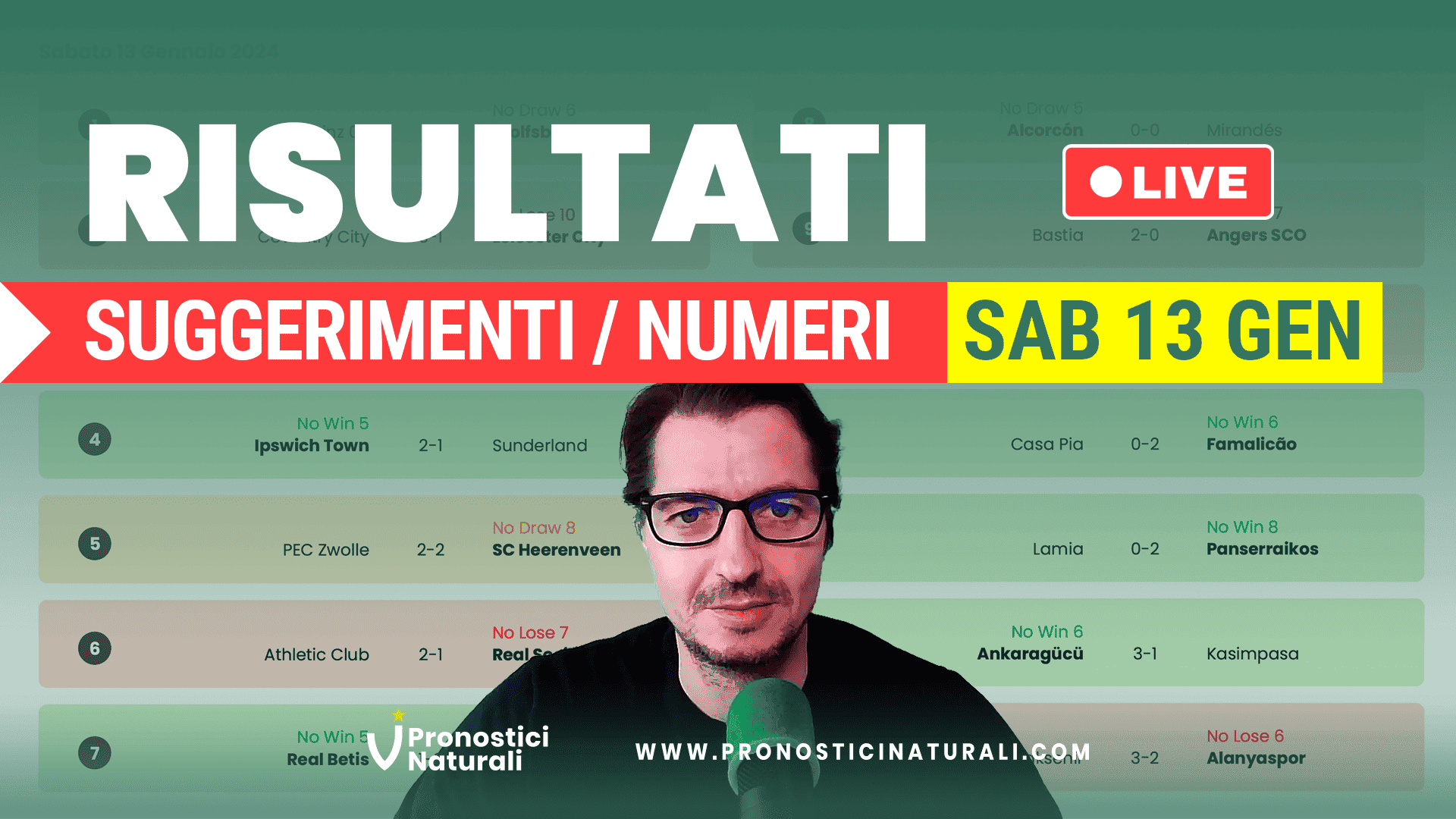 Pronostici Naturali Risultati Sabato 13 Gennaio 2024