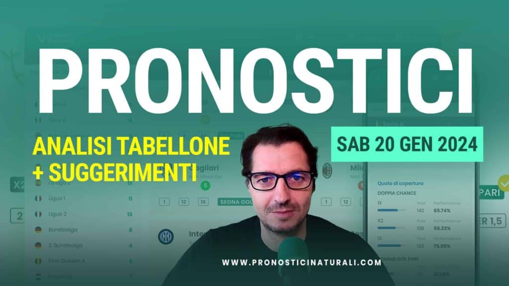 Pronostici Naturali Video Analisi Scommesse Betting Calcio Pre Partite Sabato 20 Gennaio 2024