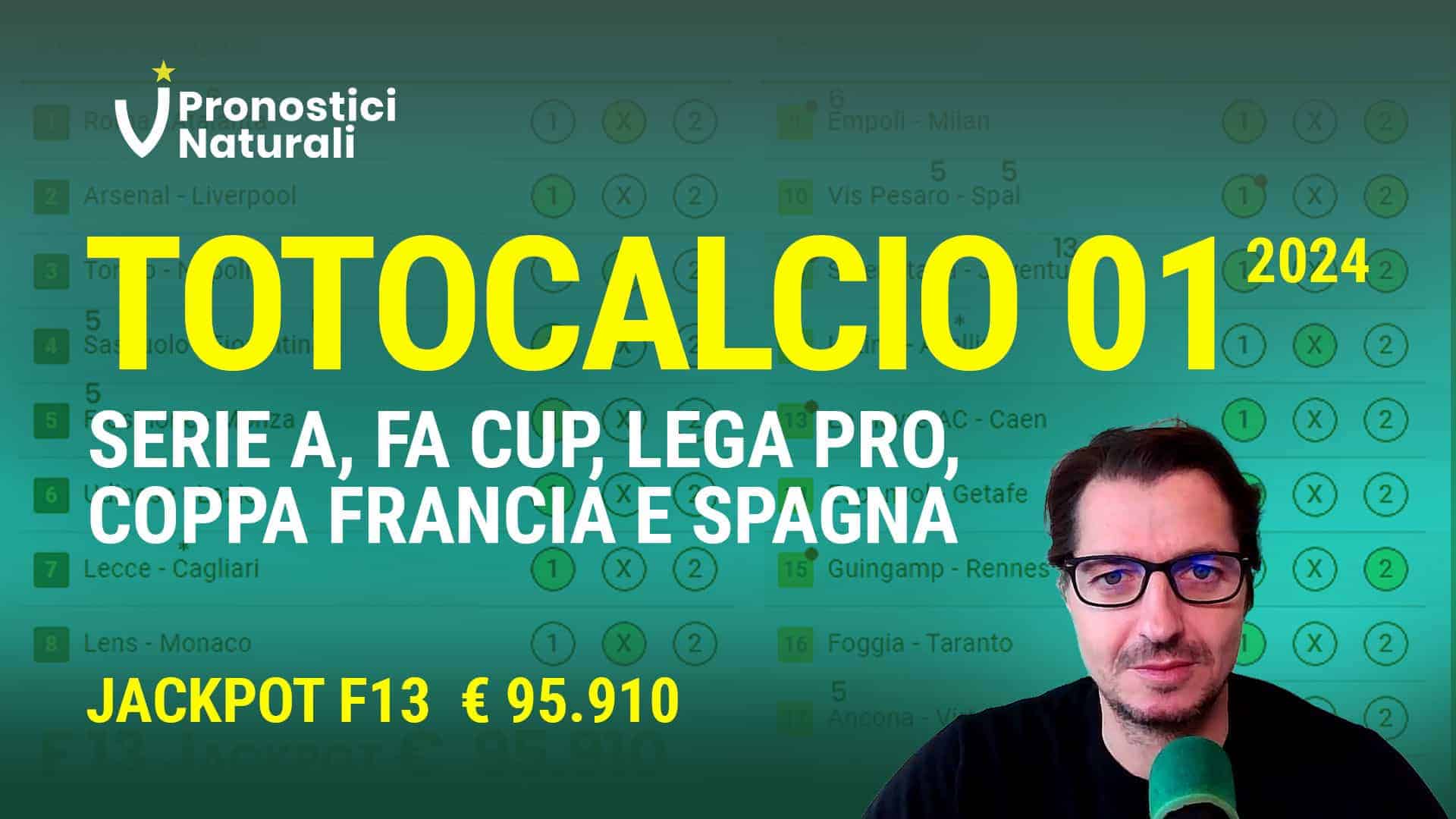 Pronostici Naturali Video Totocalcio Pre Partite Schedina 2024 Concorso 01