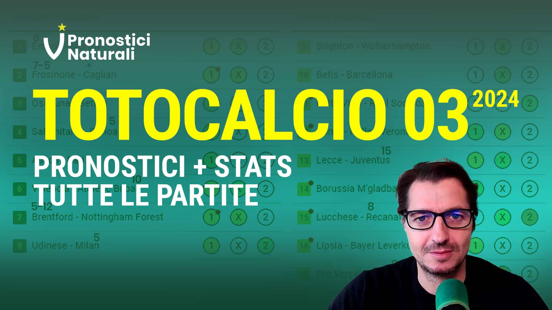 Pronostici Naturali Video Totocalcio Pre Partite Schedina 2024 Concorso 03