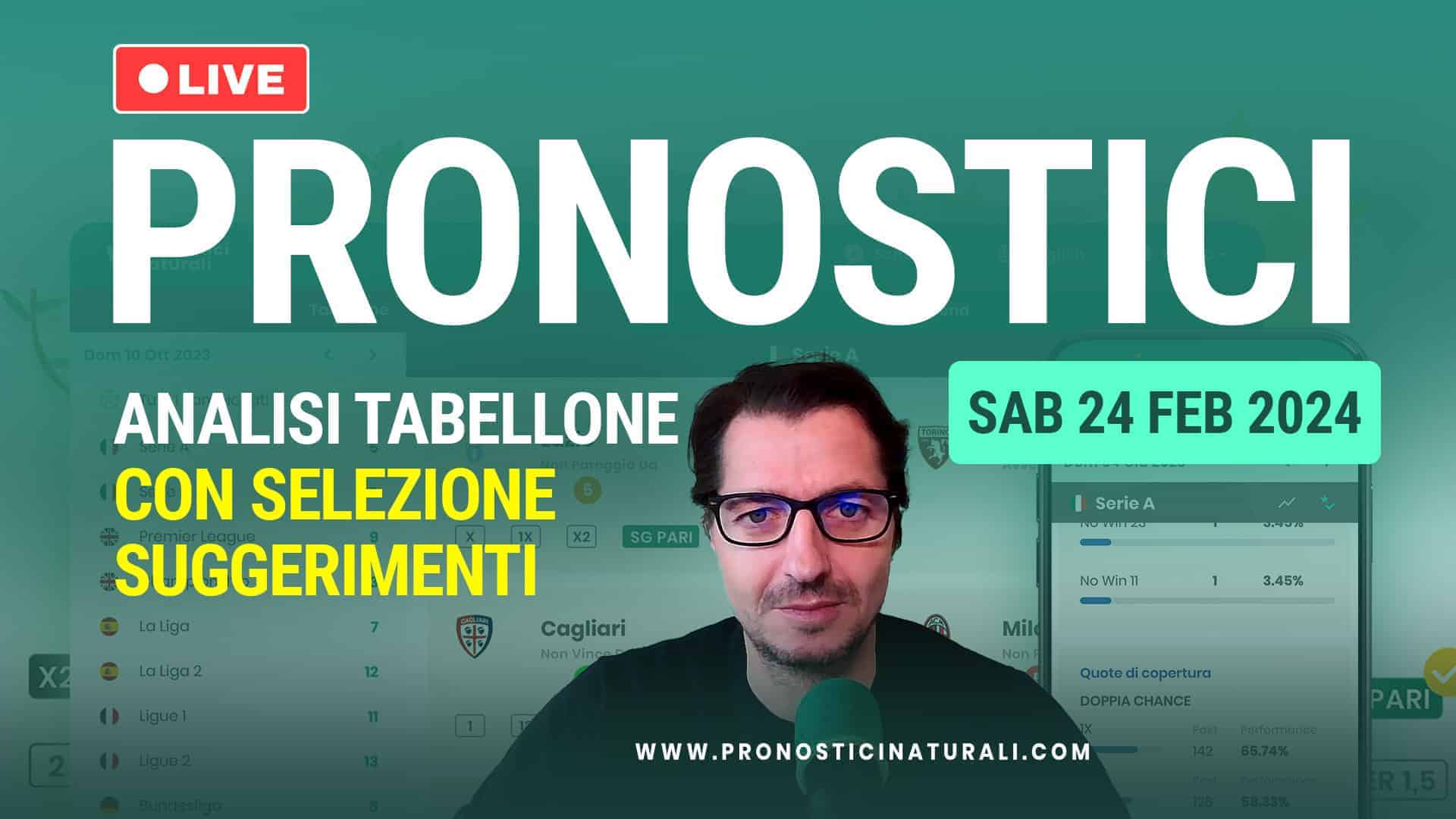 Pronostici Naturali Video Analisi Scommesse Betting Calcio Pre Partite Sabato 24 Febbraio 2024