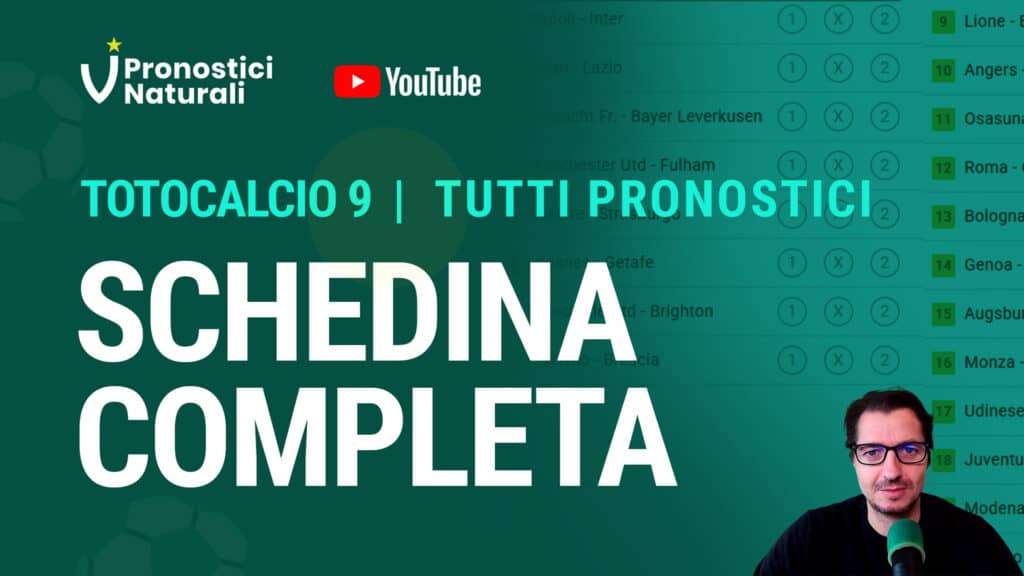 Pronostici Naturali Totocalcio Schedina Concorso 9 2025