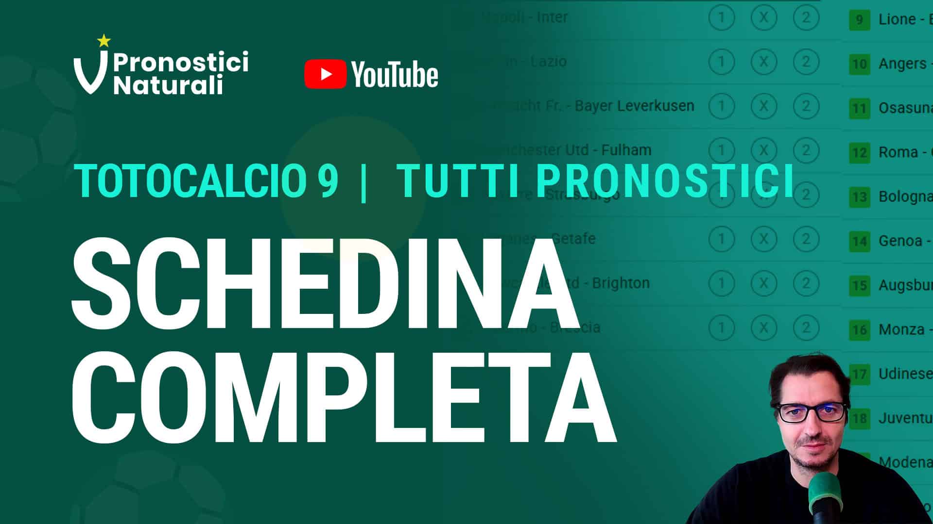 Pronostici Naturali Totocalcio Schedina Concorso 9 2025